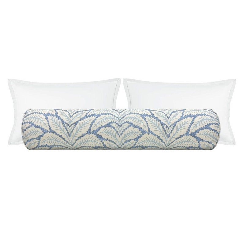 Brunschwig & Fils Talavera Cotton And Linen Blue Bolster