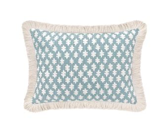 The Mini : Tilly Print // Spa Blue | edge finish pillow | blue throw pillow | geometric print |