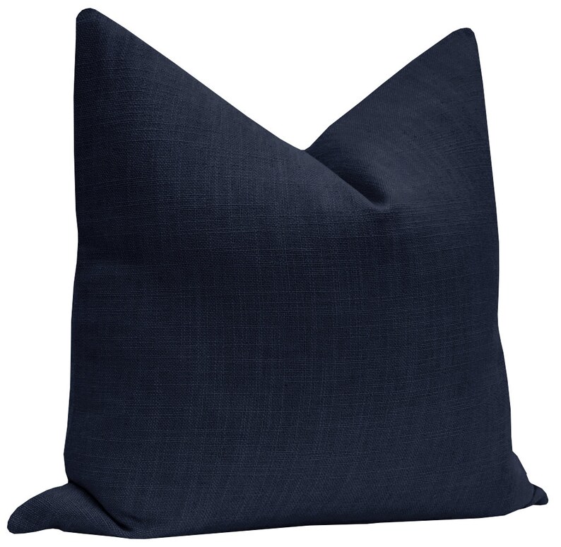 Signature Linen // Navy Blue Pillow COVER ONLY Blue Linen Etsy