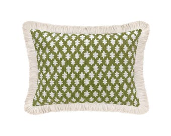 The Mini : Tilly Print // Olive | edge finish pillow | green throw pillow | geometric print |