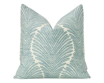 Musgrove Chenille // Spa Blue Pillow  | spa blue  + white pillow | woven fabric pillow | home decor |