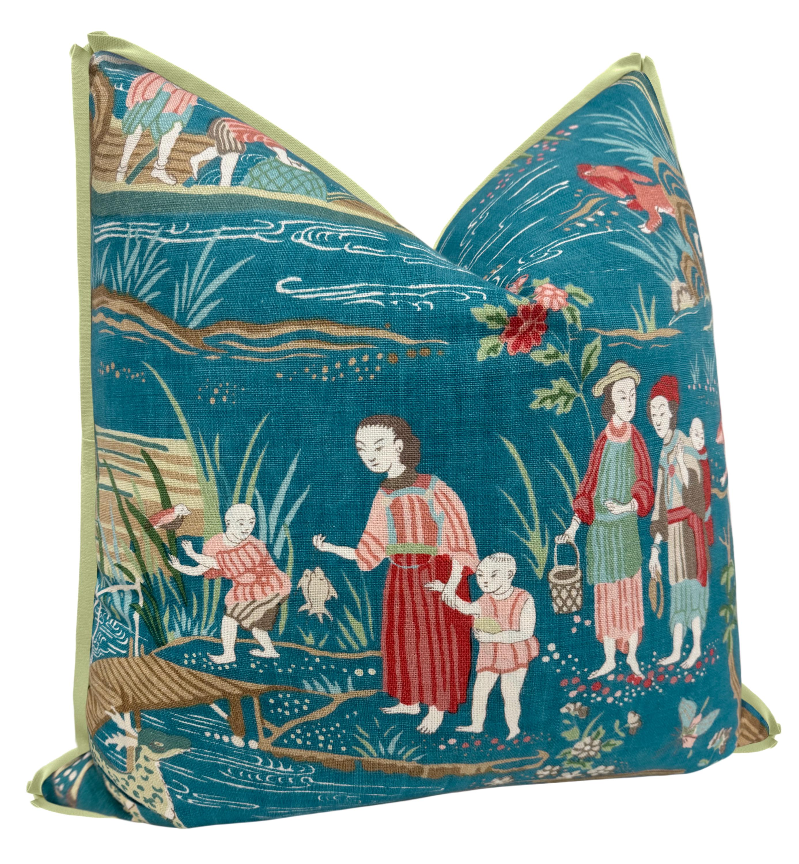 Schumacher Yangtze River // Peacock With Butterfly Flange Pillow ...