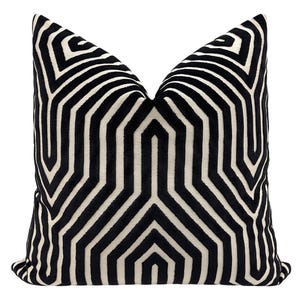 Schumacher Vanderbilt Velvet // Noir pillow  | designer fabric | black solid print | home decor |