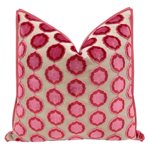 Manuel Canovas Tiana // Rose + Orange with Butterfly Flange pillow  | Cowtan & Tout | cut velvet | designer fabric |