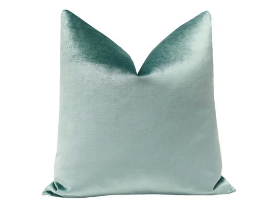 Faux Silk Velvet // Turkish Blue Pillow | blue green velvet pillow | blue pillow | blue green pillow |