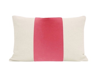 The Little Lumbar Panel : Signature Velvet // Rose Pink  | color block | velvet stripe | linen + hot pink velvet |