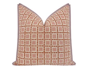 Tiles Print // Blush with Butterfly Flange | flange pillow | squares |