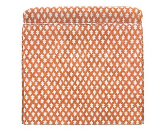 The Skirted Ottoman : Tilly Print // Tangerine | upholstered bench | upholstered stool | cube |