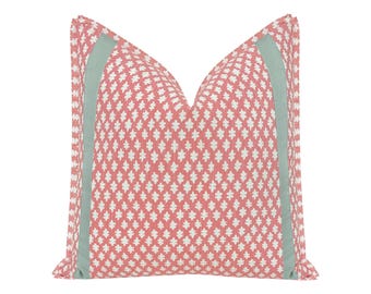 Tilly Print // Carnation + Tape Trim with Butterfly Flange pillow | geometrical print | pink throw pillow |