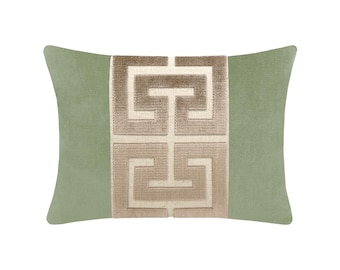 The Mini : Society Velvet // Eucalyptus + Greek Trim | trim pillow | velvet pillow | green throw pillow |