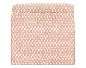 The Skirted Ottoman : Tilly Print // Blush | upholstered bench | upholstered stool | cube |