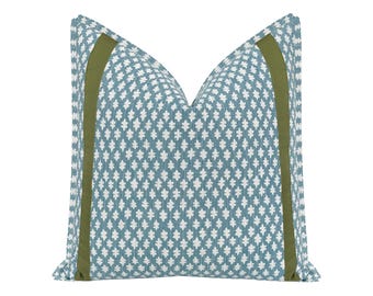 Tilly Print // Hydrangea Blue + Tape Trim with Butterfly Flange pillow | geometrical print | blue throw pillow |