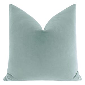 Signature Velvet // Spa Blue Pillow | blue velvet pillow | light blue throw pillow | cotton velvet |