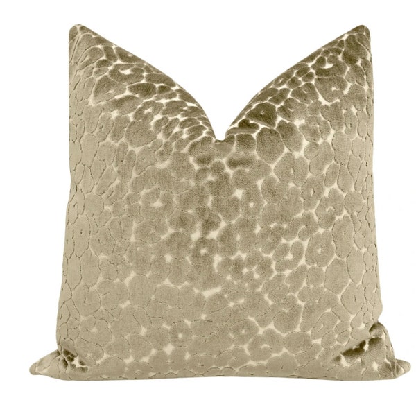 Leopard Cut Velvet // Taupe pillow  | cut velvet | designer velvet pillow | bedroom + home decor |