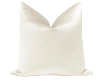 PRE-ORDER Faux Silk Velvet // Alabaster Pillow  | white velvet pillow | cream velvet throw pillow | silk pillow |