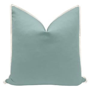 The Mariposa : Classic Linen // Spa Blue + Classic Linen // Bone pillow  | blue linen | throw pillow | flange blue pillow |