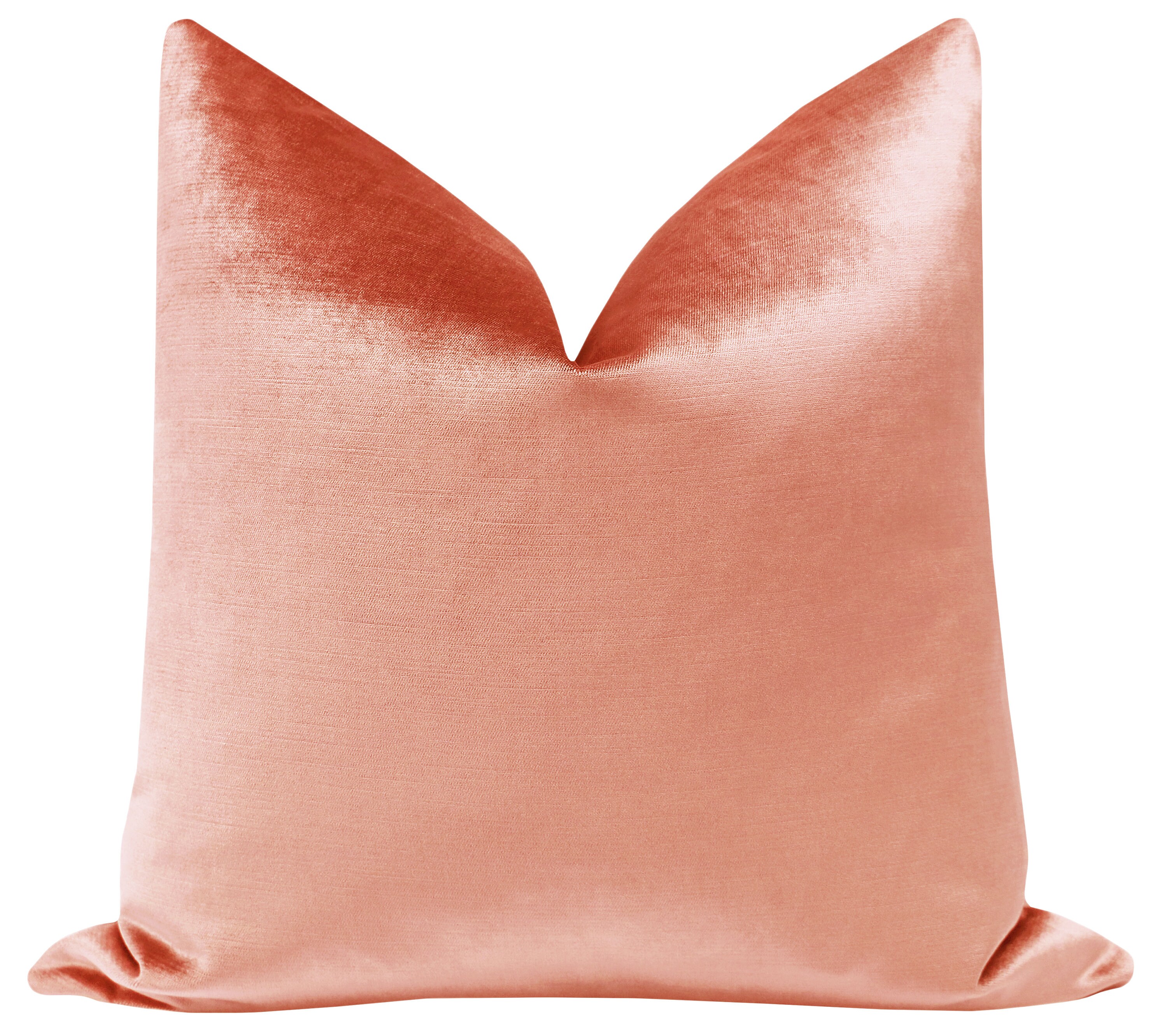 Faux Silk Velvet // Coral Pillow COVER Only Peach Velvet Etsy