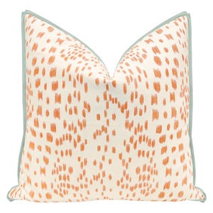 Brunschwig & Fils Les Touches // Tangerine with Butterfly Flange | Flamestitch | flange pillow | orange throw pillow