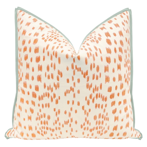 Brunschwig & Fils Les Touches // Tangerine with Butterfly Flange | Flamestitch | flange pillow | orange throw pillow