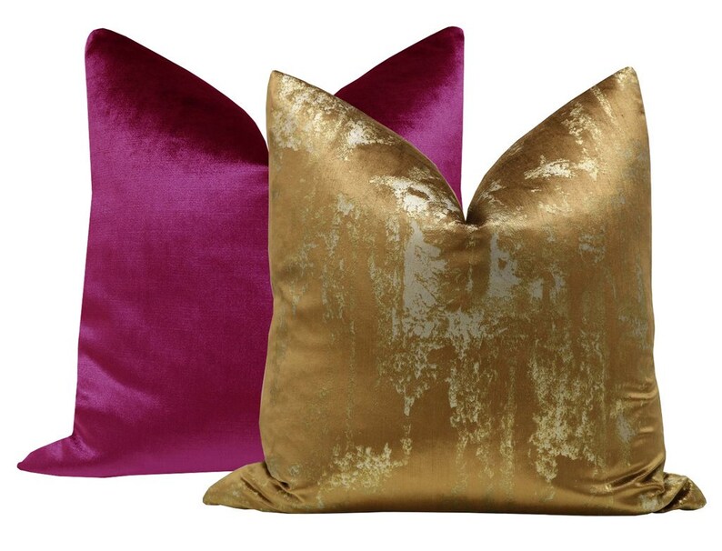 Faux Silk Velvet // Magenta Pillow COVER ONLY Magenta Velvet Etsy