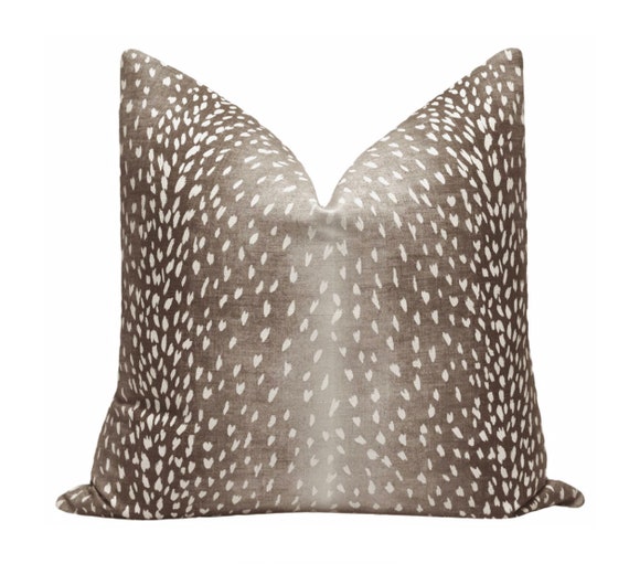 Antelope Linen Print Mocha Pillow Antelope Linen Print Pillow Cover in