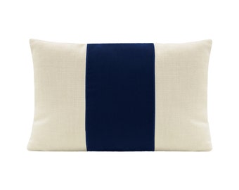 The Little Lumbar Panel : Mohair Velvet // Sapphire  | color block | velvet stripe | linen + blue velvet |