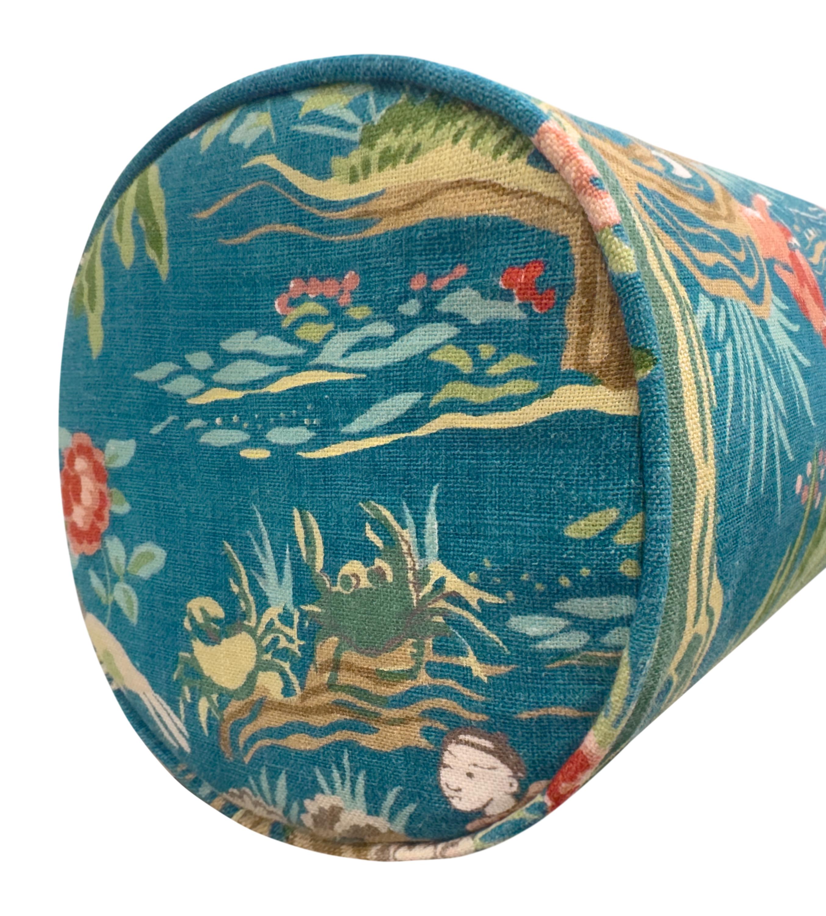 Schumacher Yangtze River // Peacock Bolster | Roll Pillow | Designer ...