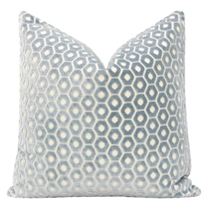 Paloma Cut Velvet // Cerulean Blue pillow | cut velvet | designer velvet pillow | bedroom + home decor |
