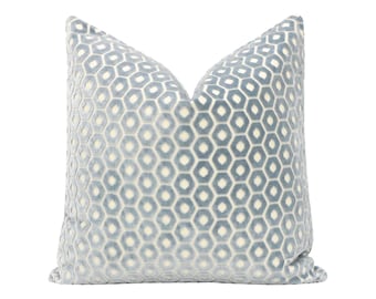 Paloma Cut Velvet // Cerulean Blue pillow | cut velvet | designer velvet pillow | bedroom + home decor |