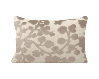 The Little Lumbar : Blossom Cut Velvet // Stone | cut velvet pillow | velvet pillow | designer pillow |