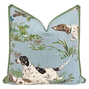 Schumacher Pointers // Sky Option B with Butterfly Flange pillow | designer fabric | animal print | throw pillow