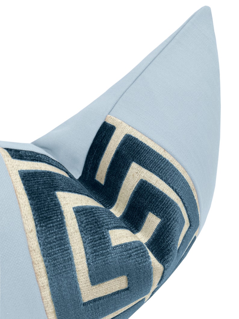 The Little Lumbar : Classic Linen // Powder blue + Greek Trim - Thumbnail 3
