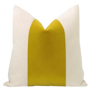 Panel : Mohair Velvet // Chartreuse  | velvet stripe | yellow-green pillow | linen + chartreuse velvet |