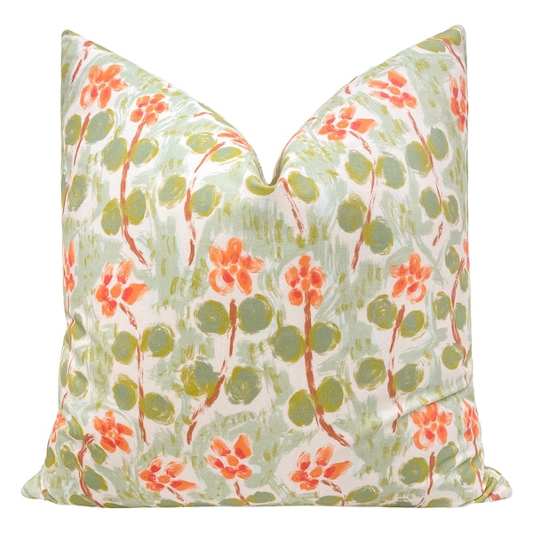 Lulie Wallace : Eila // Misty Green Pillow | Floral print | designer fabric | designer pillow |