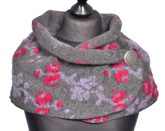 Namsa - ÉCHARPE, écharpe en laine faite d'un mélange de laine, BOUCLE, foulard, cache-cou, écharpe d'épaule, écharpe pour femme avec bouton en métal Filigrane