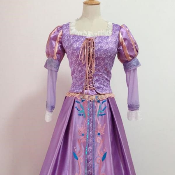 Handgefertigt - Rapunzel Kleid Erwachsene, Rapunzel Kostüm, verwirrt Rapunzel Cosplay Kostüm Outfit