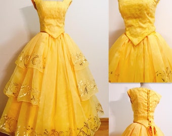 Handmade - Cosplay Movie 2017 Belle Dress, Pincess Belle Cosplay Costume Adult/kid Available