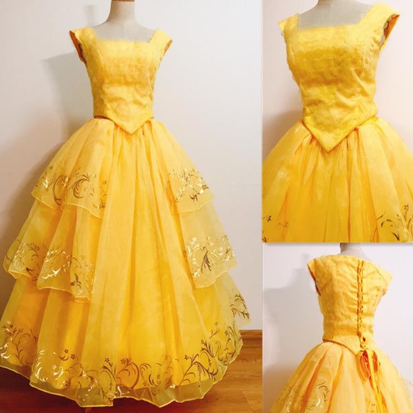 Handmade - Cosplay Movie 2017 Belle Dress, Pincess Belle Cosplay Costume Adult/kid Available