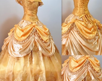 Handmade - Cosplay Deluxe Princess Belle Costume, Belle Dress Cosplay Costume Adults