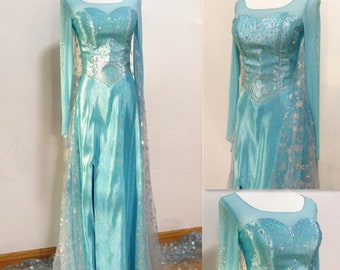 Handgemacht - Cosplay Elsa Kleid Erwachsene, Königin Elsa Cosplay Kostüm Erwachsene/Kind