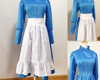 Handmade - Cosplay Sophie Hatter Costume, Blue Sophie Hatter Dress Cosplay Costume Adult Kid Plus Size Available