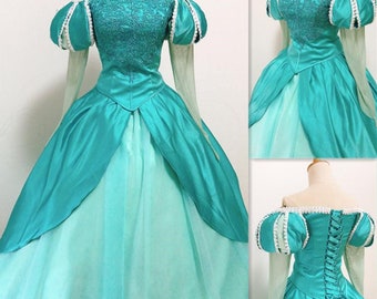 Handmade - Cosplay Ariel Costume, Ariel Blue Dress Costume, Ariel Adult Costume