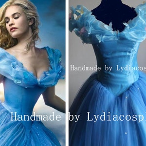 Handmade - Cinderella Dress, New Cinderella Movie Dress, Cinderella Costume, 2015 Cinderella Dress Adult with Hoop Skirt