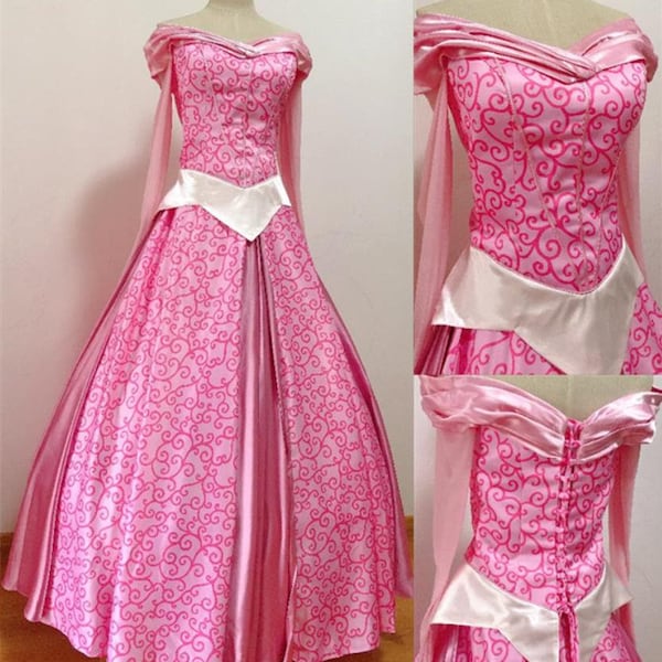 Hecho a mano - Aurora Pink Dress, Princess Aurora Dress, Aurora Cosplay Costume Adult/kid Disponible