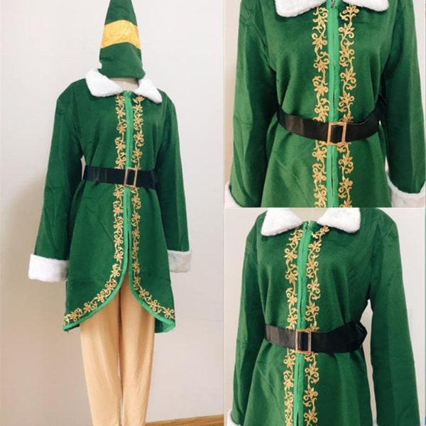 Fait à la main - Cosplay Buddy the Elf Costume, Adulte Buddy Costume, Buddy Full Outfit Cosplay Costume Homme / Femme disponible