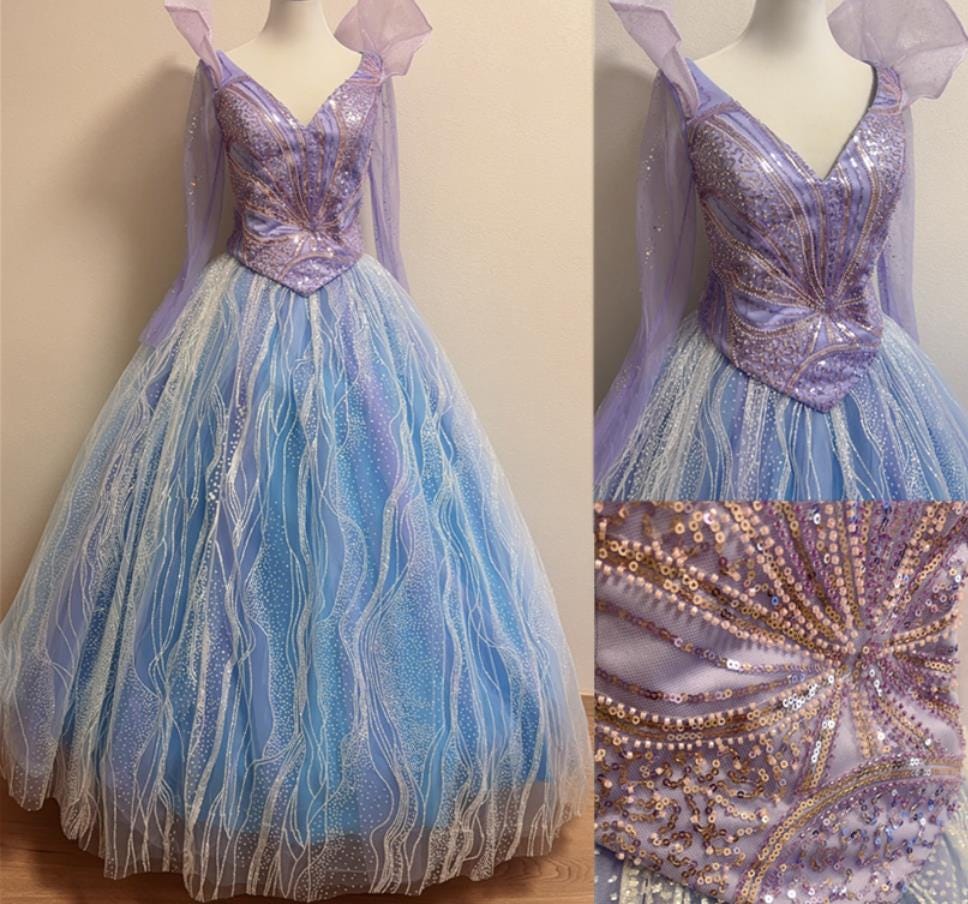 Handmade - Cosplay Ariana Glinda Dress Upgrade, Good Witch Part 2 Purple Blue Glinda Dress Cosplay Costume