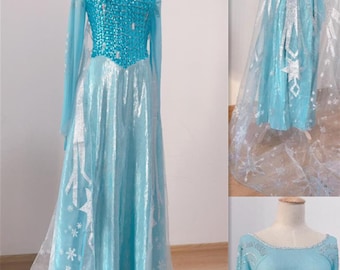 Handmade - Elsa Dress for Women, Adult Queen Elsa Cosplay Costume Adult/Kid