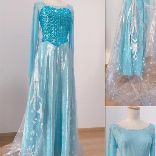 Handmade - Elsa Dress for Women, Adult Queen Elsa Cosplay Costume Adult/Kid
