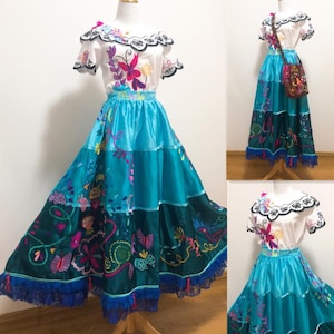 Handmade - Cosplay Embroidery Mirabel Costume, Embroidery Mirabel Dress, Encanto Embroidery Mirabel Cosplay Costume Outfit