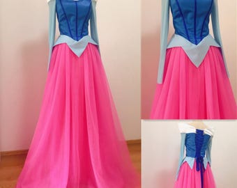 Handmade - Cosplay Aurora Princess Dress Blue Top Pink Skirt Cosplay Costume Adult/kid Available